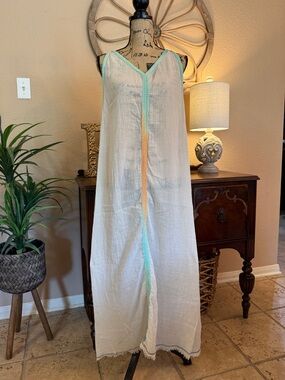 Z&L Boho Lightweight Gauze Maxi Cover-Up with Ombre Crotchet Trim